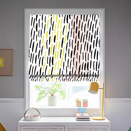 Abstract Brush Stroke Calligraphy Window Roman Shade