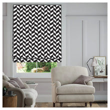 Load image into Gallery viewer, Ribby Striped In White Linen Window Roman Shade
