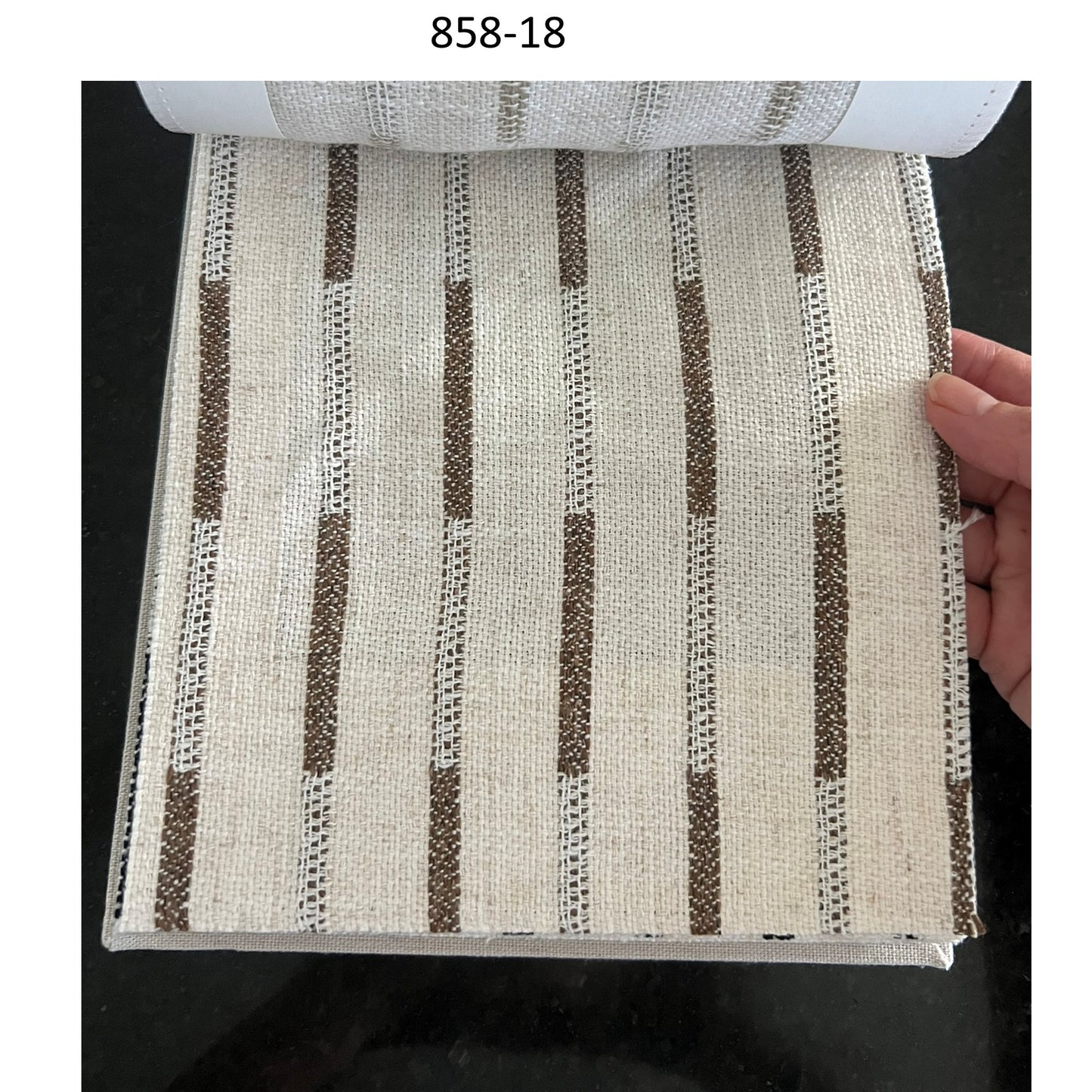 Handwoven Neutral Linen Embroidery Stripe Window Roman Shade