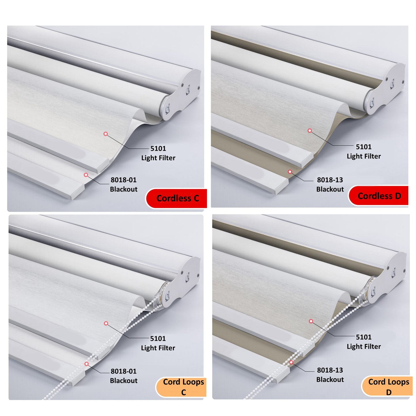 Dual Light Filter and Blackout 2 in 1 Waterproof Double Layered Window Roller Shade