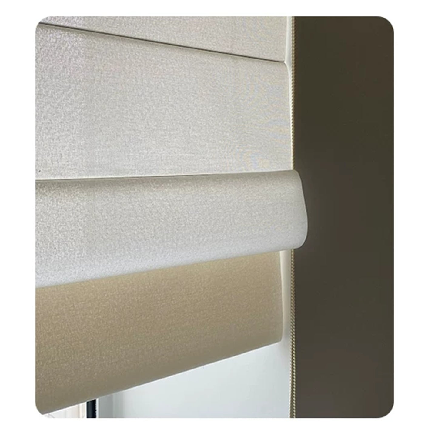 Weave Textured Light Filtering Flat Fold Roman Shade with Back Battens