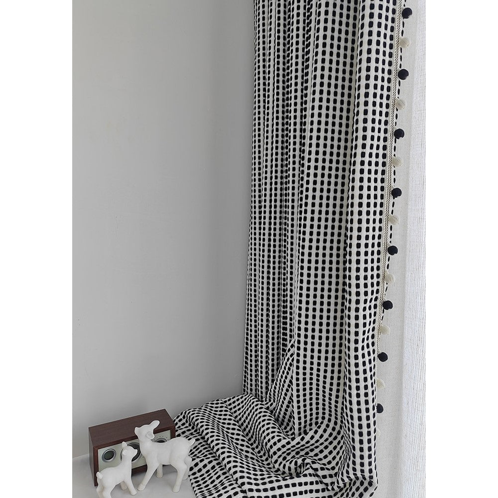 Scandinavian Black and White Monochrome Window Curtains Drapery
