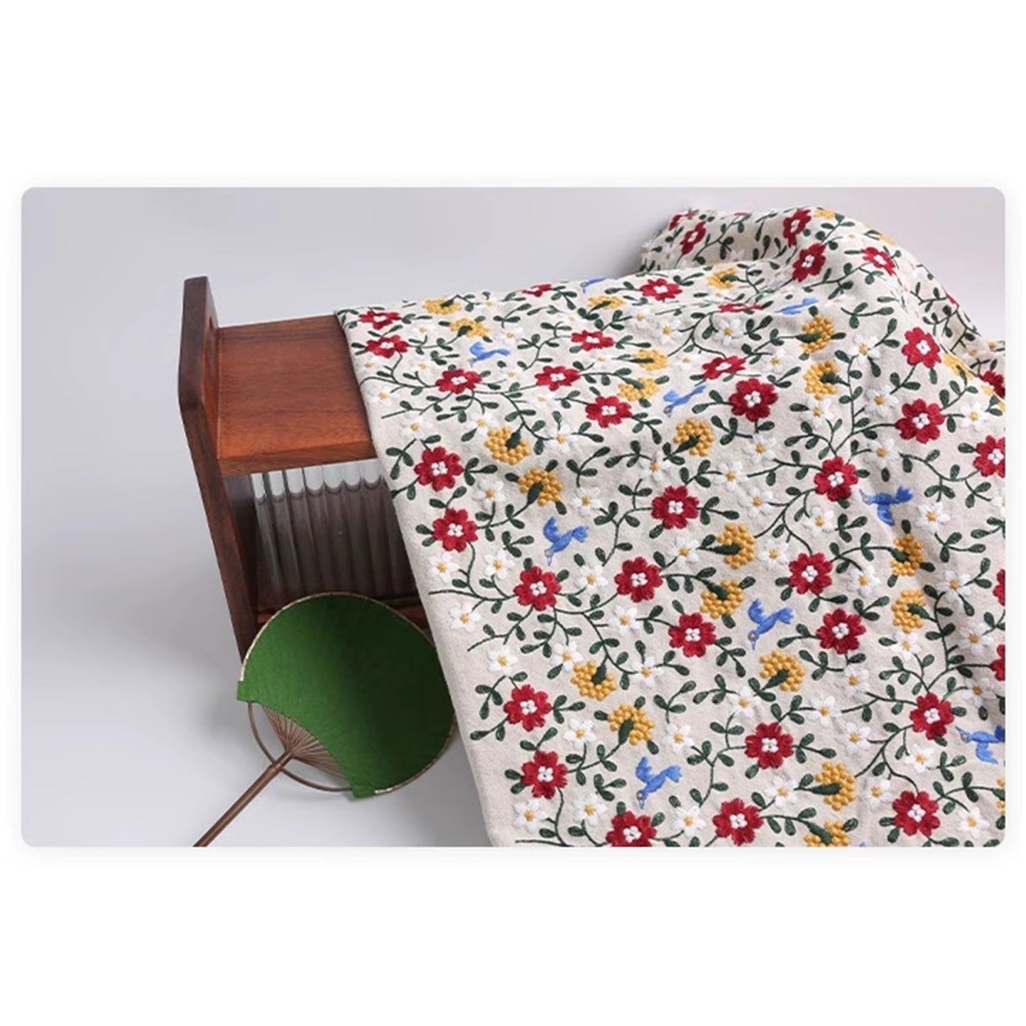 Garden Flora Embroidery Roman Shade