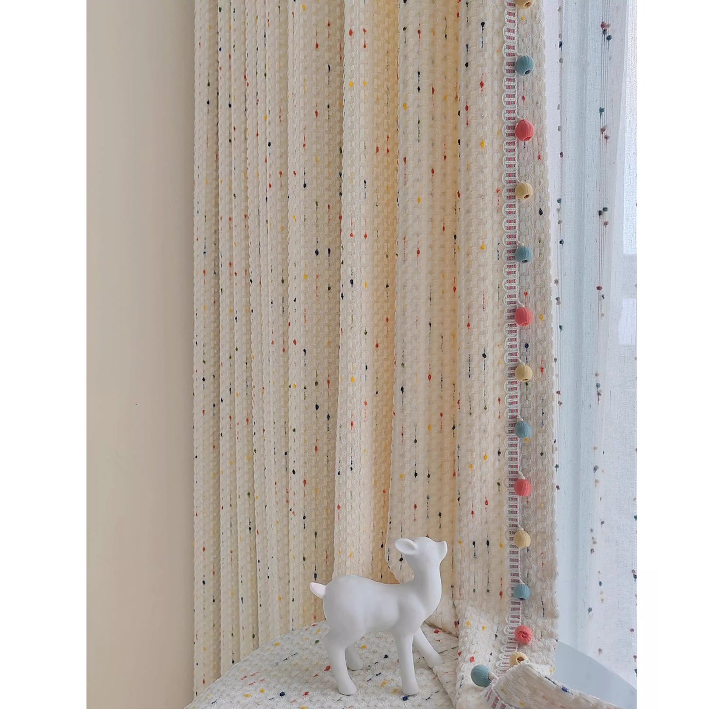 Bonne Nuit Bean Creamy Dopamine Hues Tassel Curtain Boho Drapery