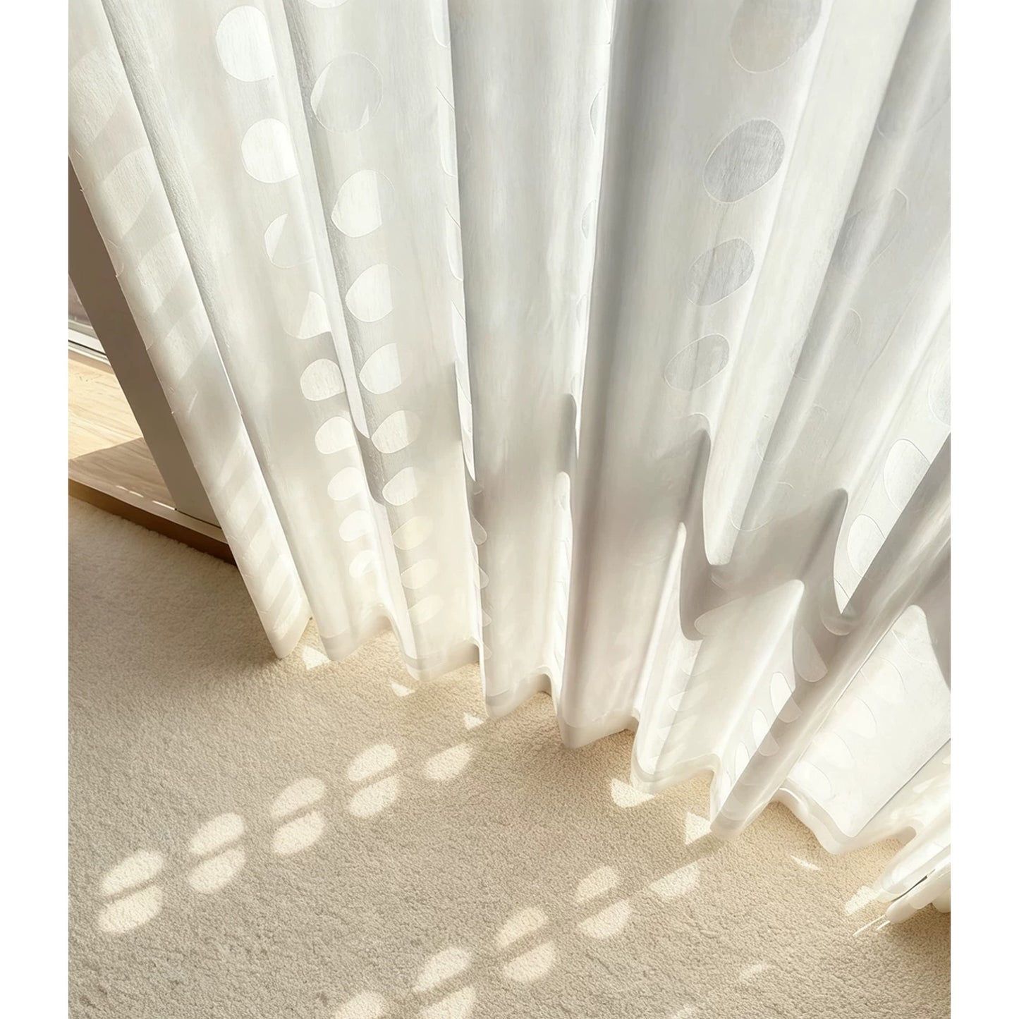 Hollow Circle Embroidered Sheer Curtains Drapery