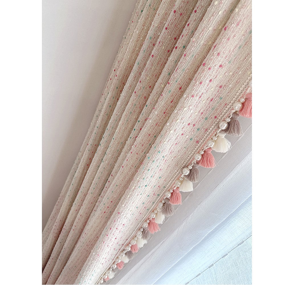 Pastel Sweetheart Rainbow Boho Drapes Speckled Tassel Curtain Boho Drapery