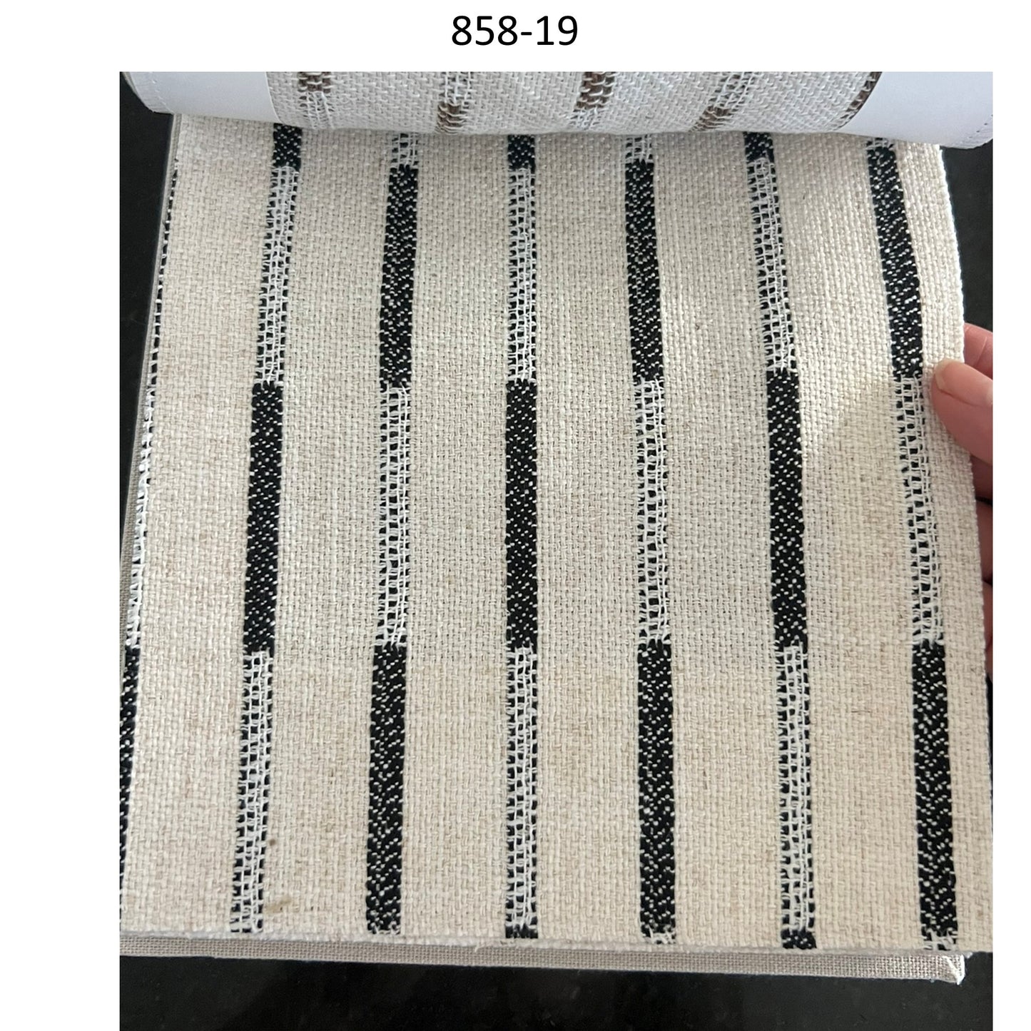 Handwoven Neutral Linen Embroidery Stripe Window Roman Shade