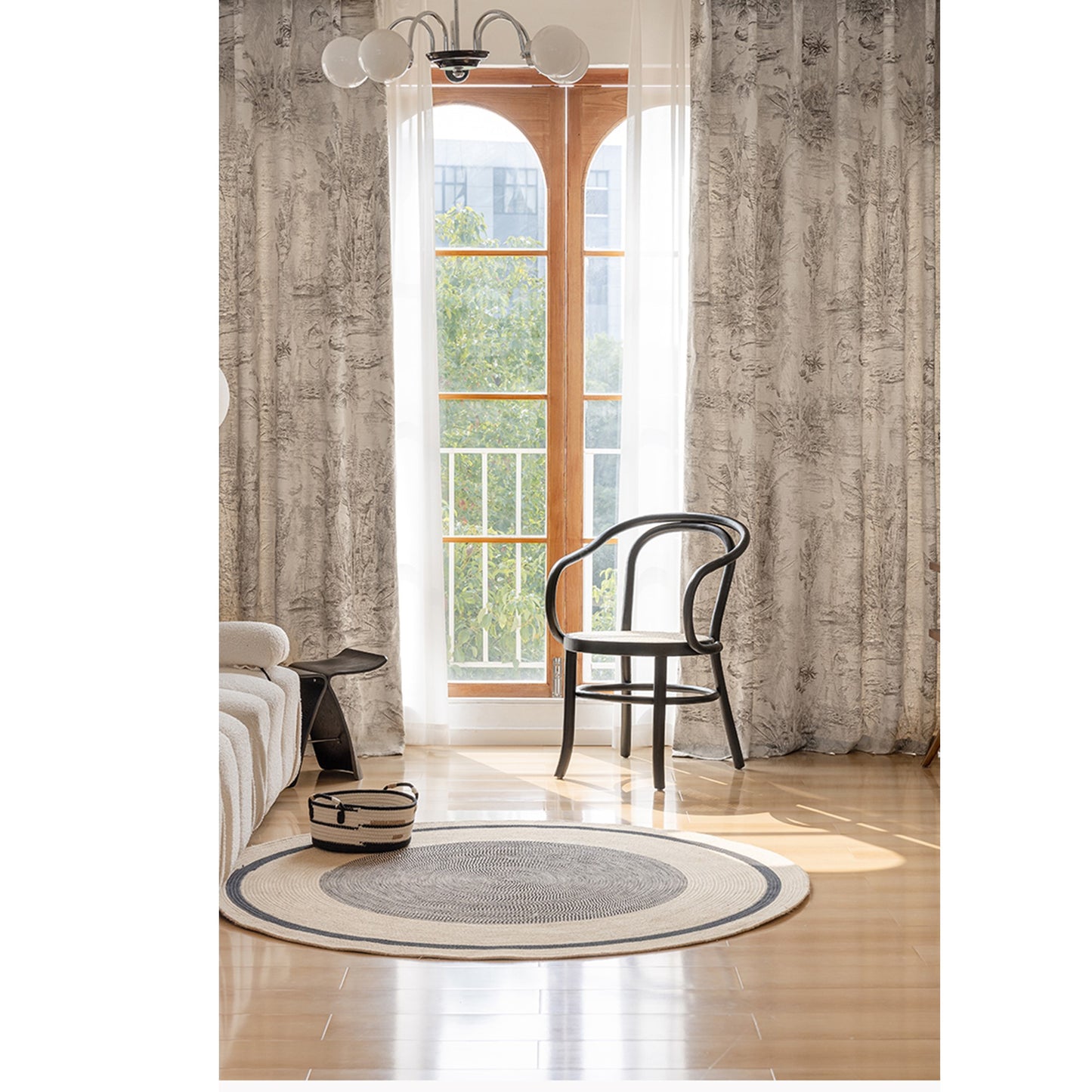 Sepia Jungle Botanical Wool Felt Window Curtains Drapery