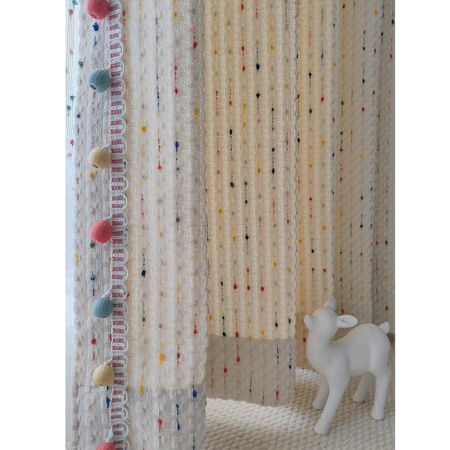 Bonne Nuit Bean Creamy Dopamine Hues Tassel Curtain Boho Drapery