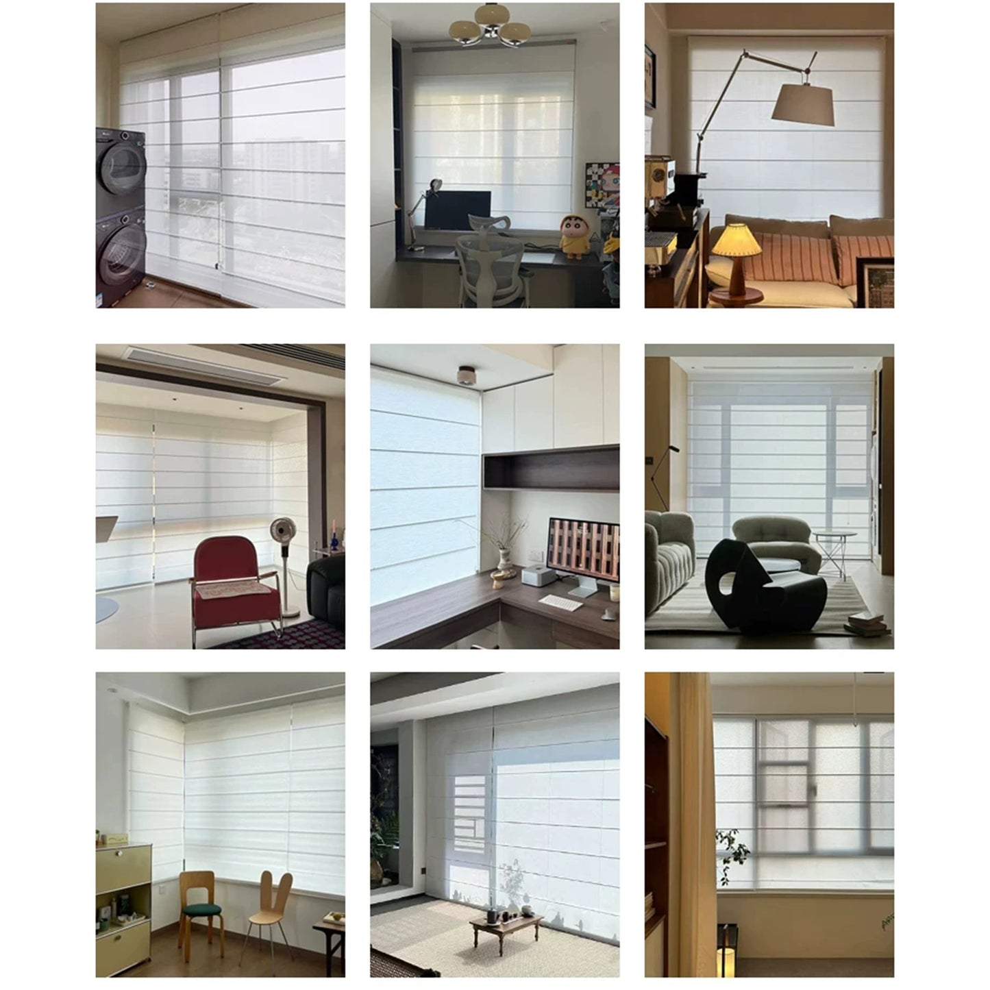 Weave Textured Light Filtering Flat Fold Roman Shade with Back Battens
