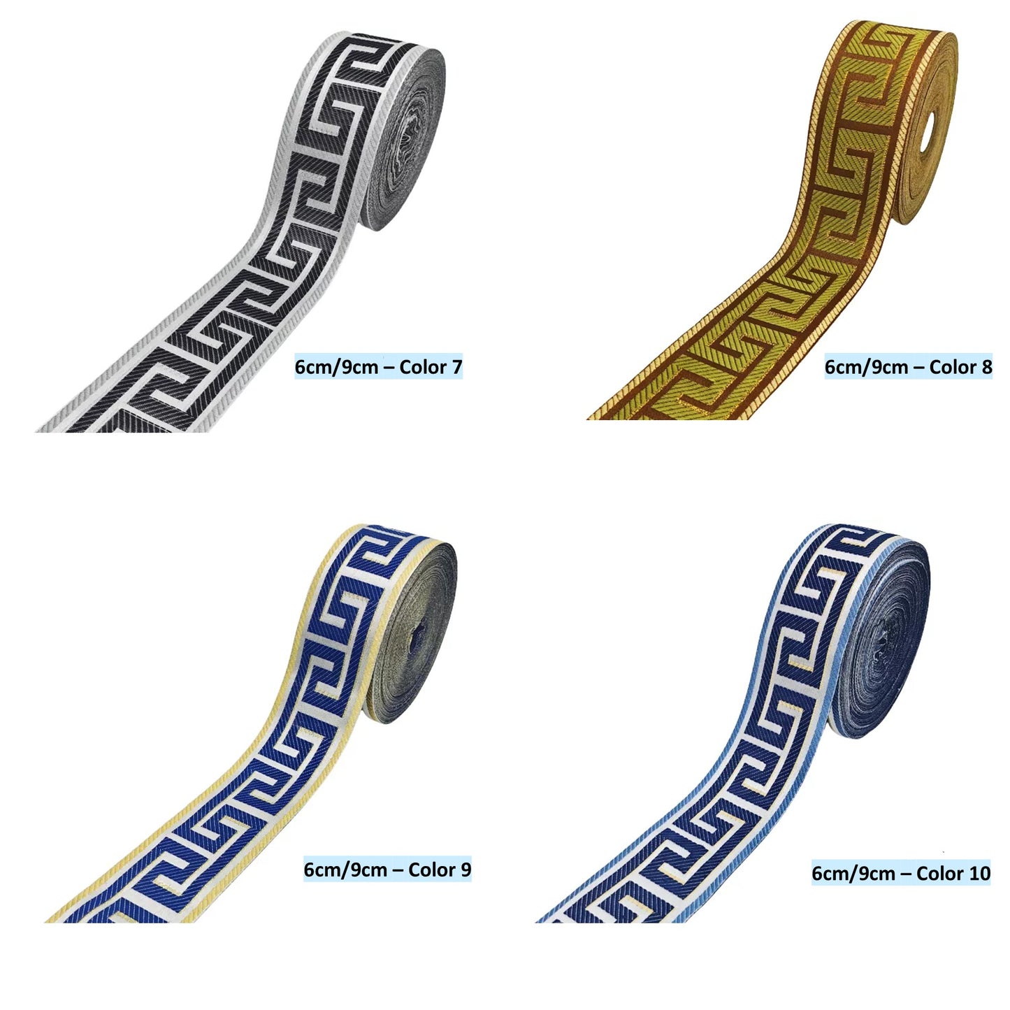 Custom Roman Shade with Greek Key Border Trim - Choose Your Fabric & Trim Colors