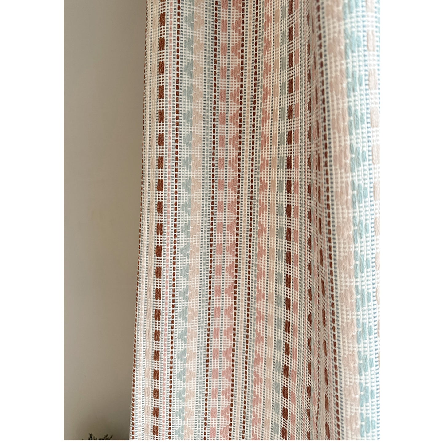 Knitted Pattern Textured Woven Colorful Boho Curtain Window Curtains Drapery