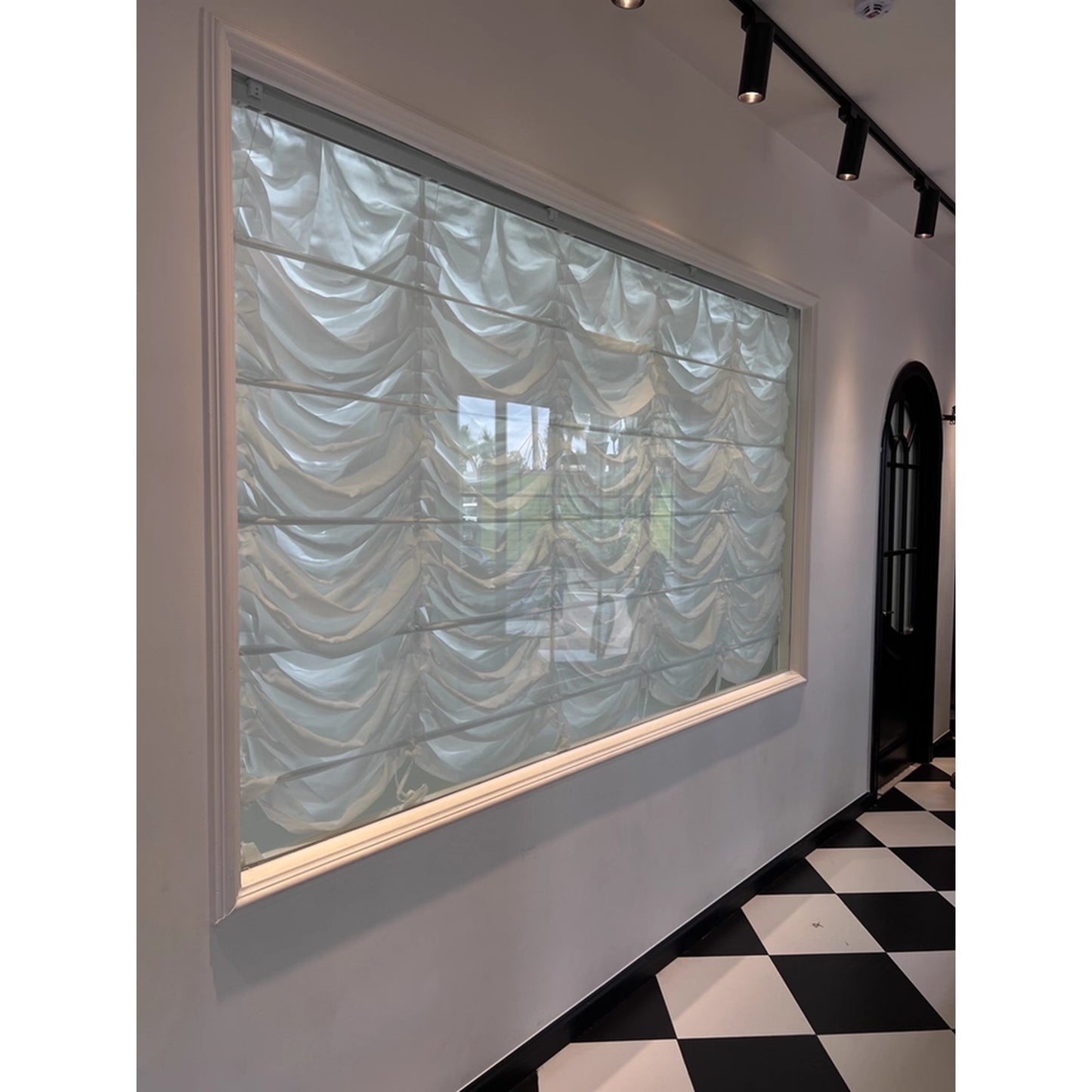 Soft Cloud Draped Aesthetic Ruffled Window Roman Shade