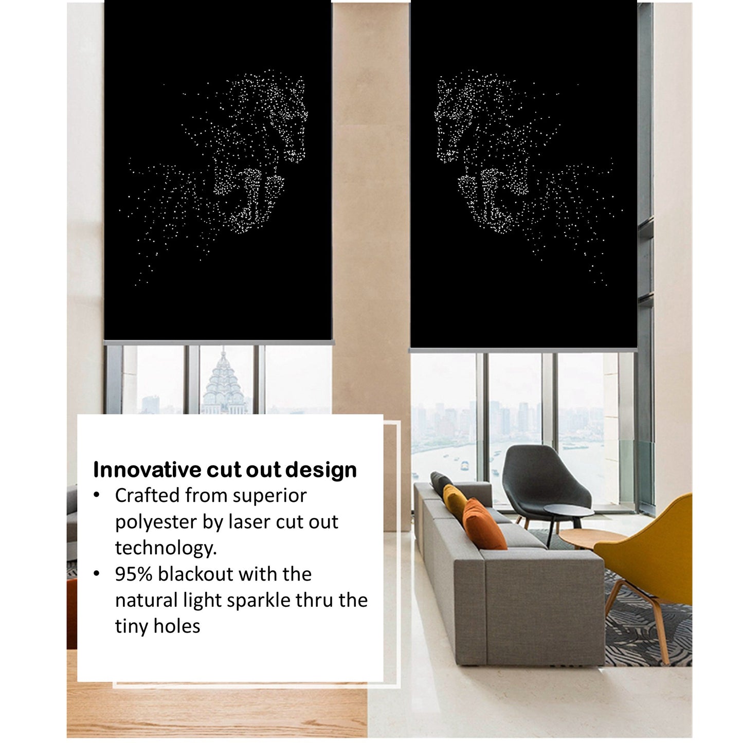 Horse Blackout Die Cut Cutout Sparkle Window Roller Blinds Shades Curtains