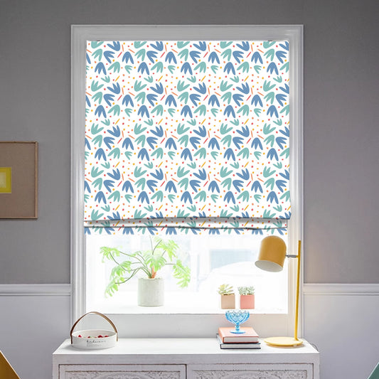 Botanical Flower Motif Window Roman Shade