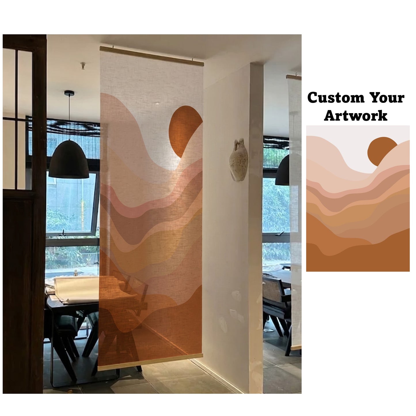 Custom Print Your Artwork Room Divider Doorway Curtain, Entryway Privacy Panel, Shop Partition Screen