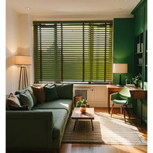 Load image into Gallery viewer, 100% Genuine Hardwood Venetian Blinds | Solid Wood Window Slats with Customizable Color Cloth Tapes &amp; Decorative Straps
