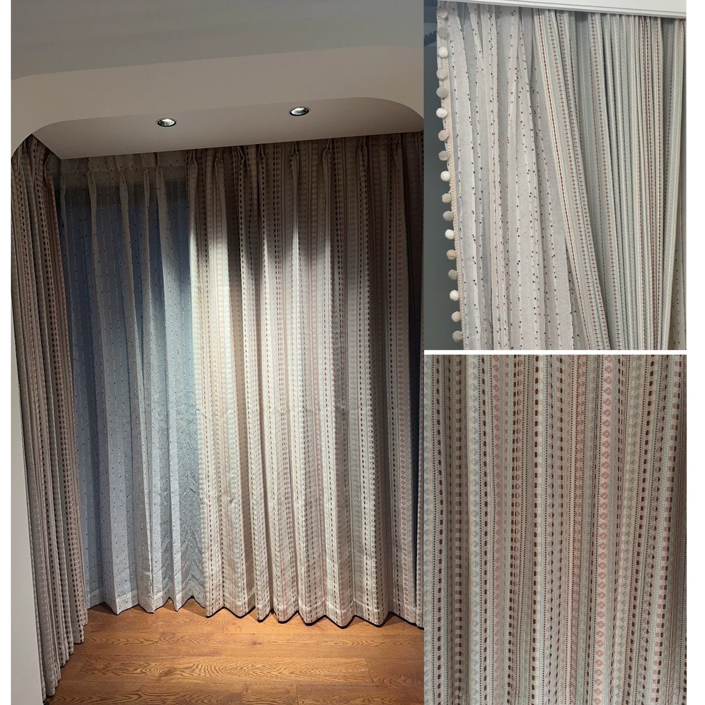 Knitted Pattern Textured Woven Colorful Boho Curtain Window Curtains Drapery