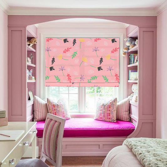 Natural Leaf in Pink Window Roman Shade