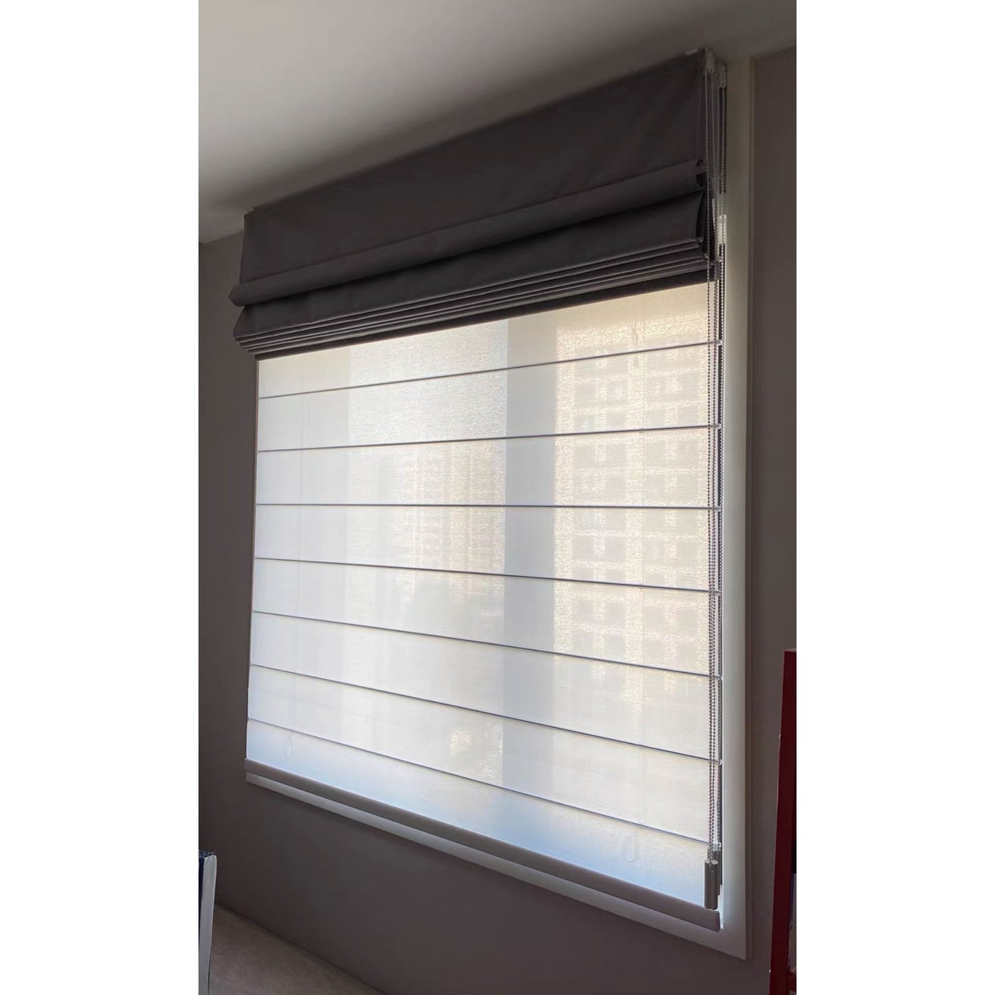 Modern Contemporary Single Double Layers Polyester Window Roman Shade