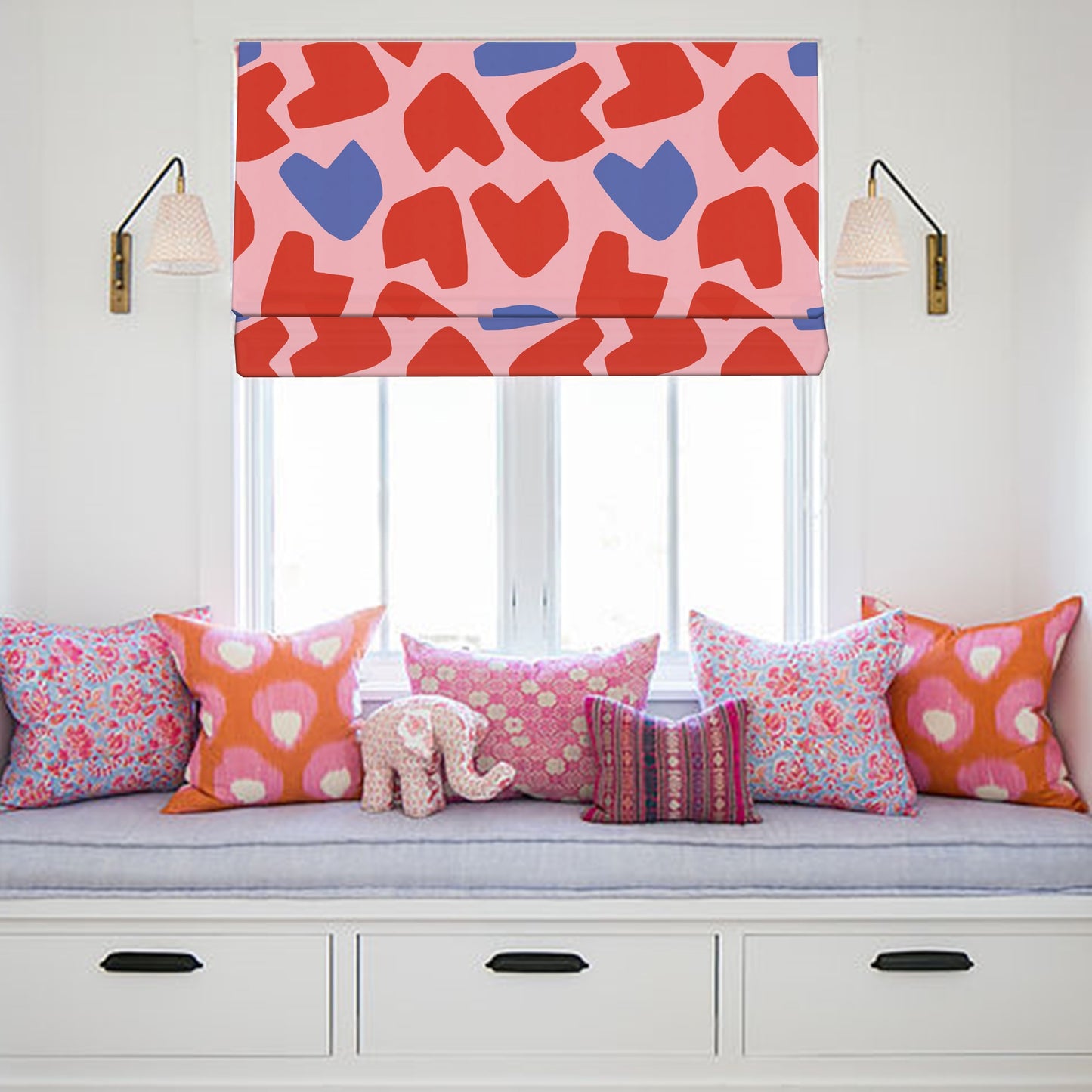 Organic Heart Shaped Art Window Roman Shade