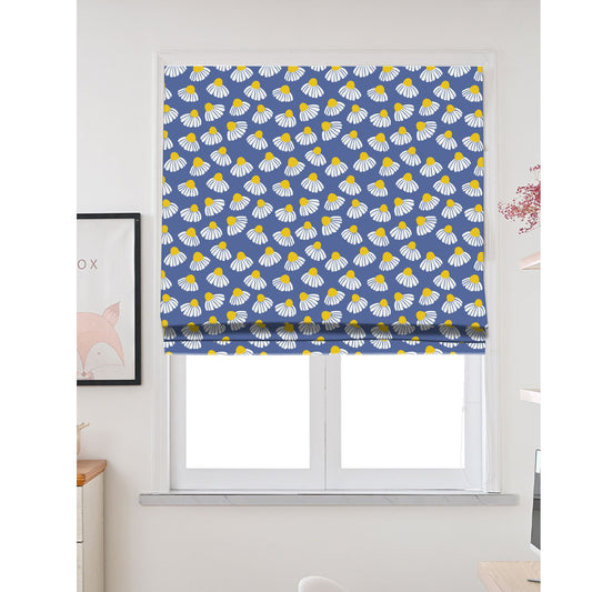 Flower Daisy in Blue Window Roman Shade
