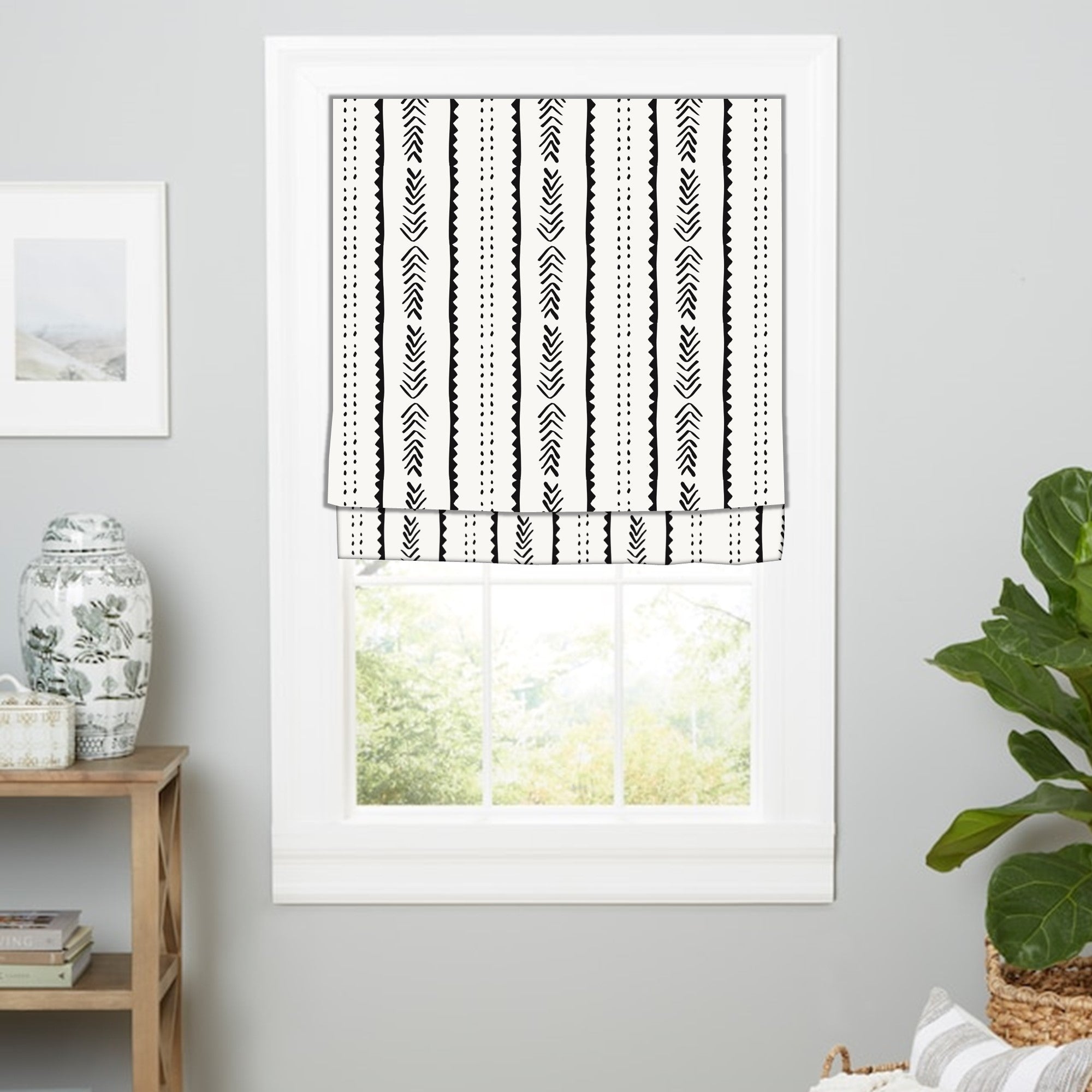 Shaded Pattern Window Southwestern Ethnic Tribal Patterns Linen Window Roman Shade – Art Shades