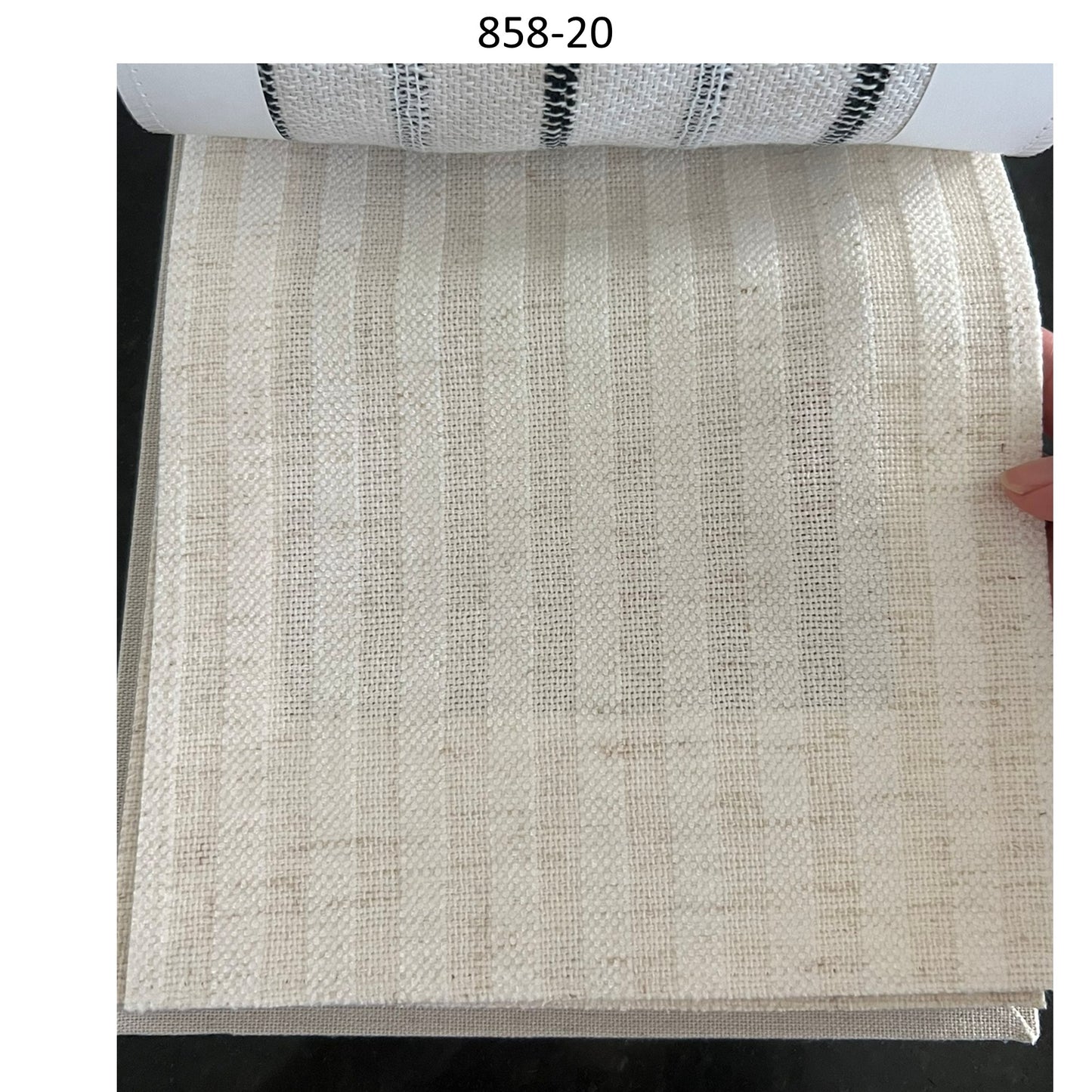 Handwoven Neutral Linen Embroidery Stripe Window Roman Shade
