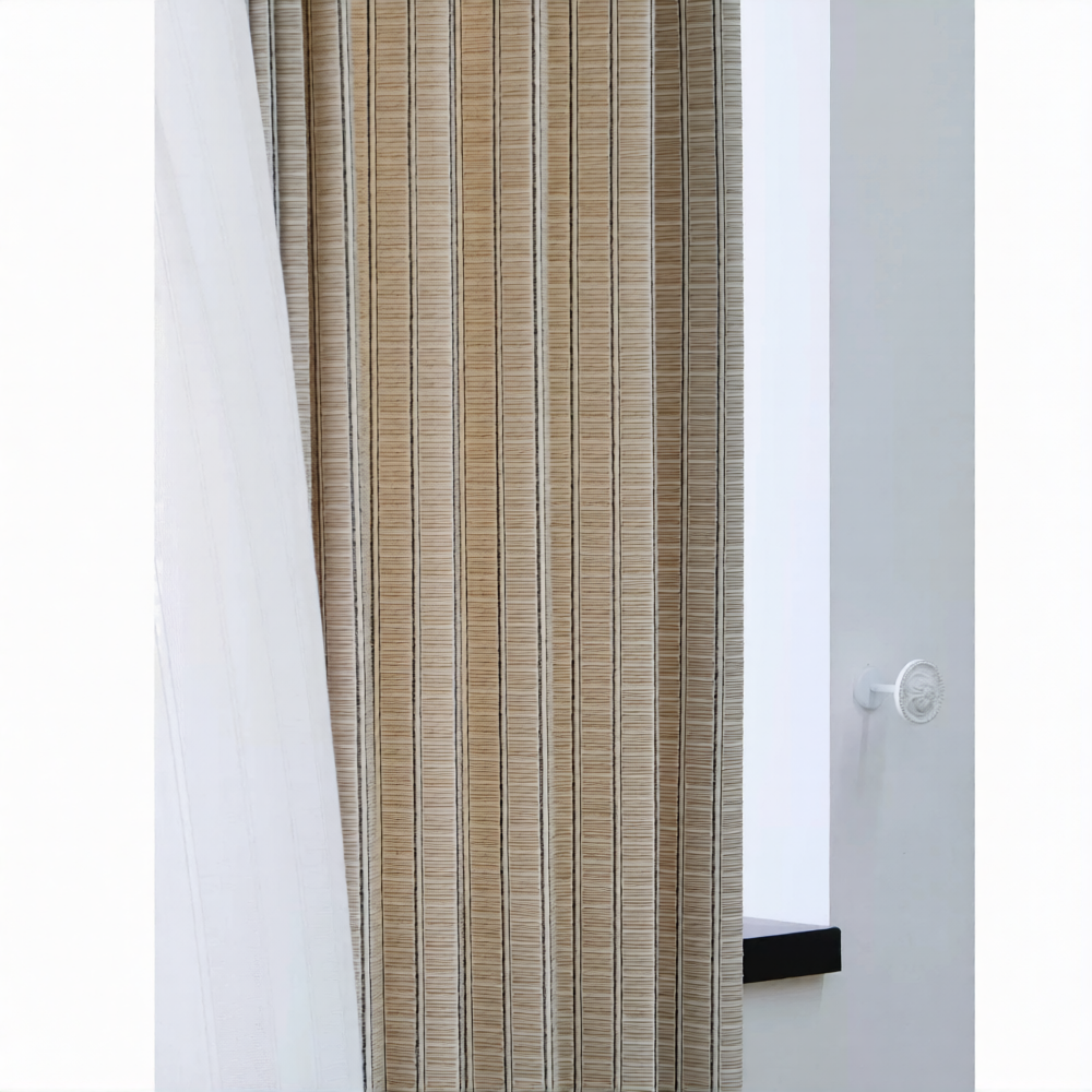 Textured French Stripe Rustic Grain Sack  Curtains Drapery