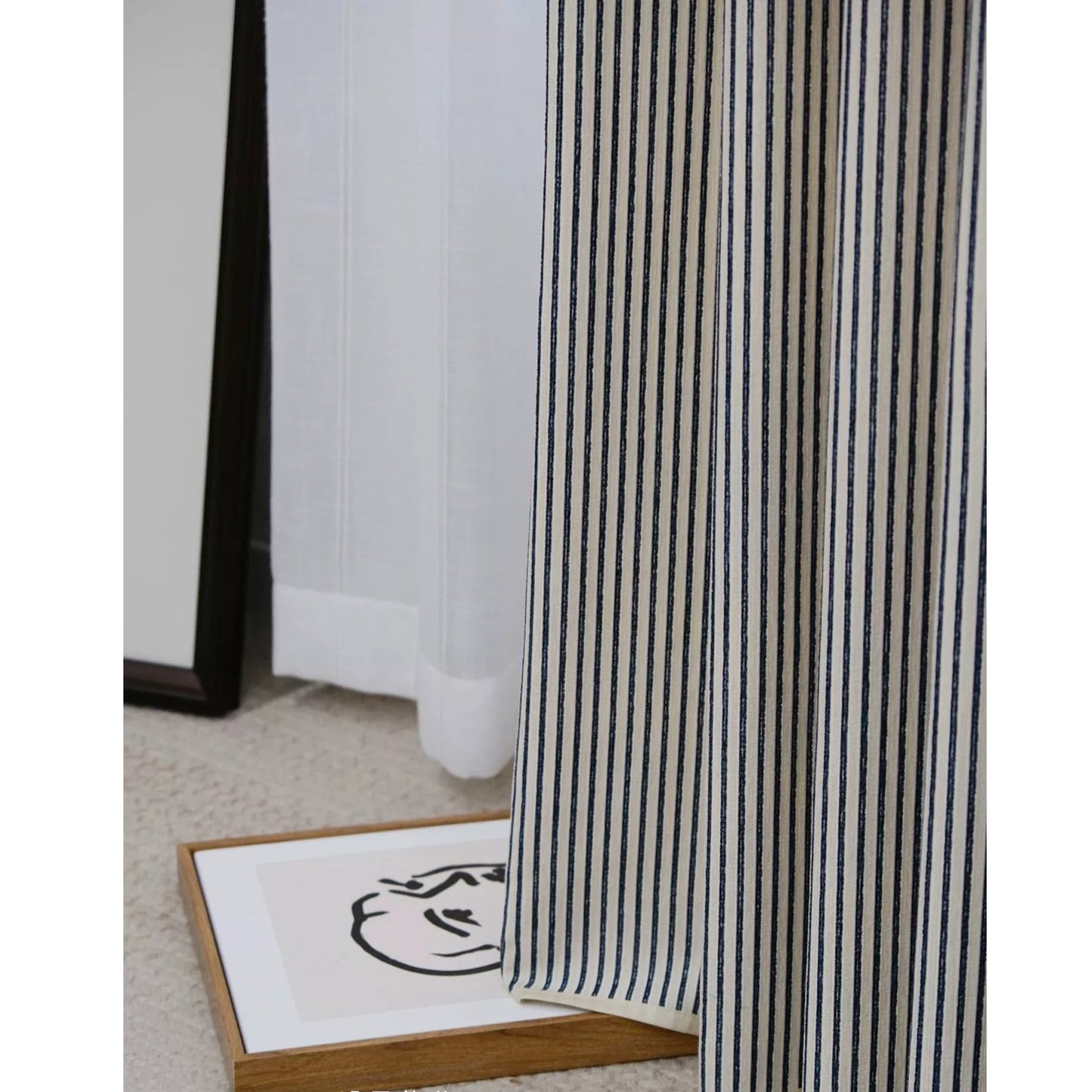 Ticking Stripe Modern Farmhouse Window Curtains Drapery