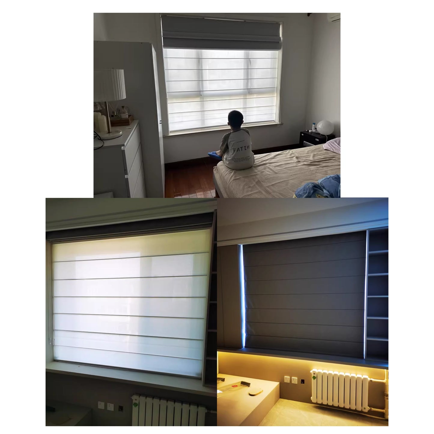 Modern Contemporary Single Double Layers Polyester Window Roman Shade