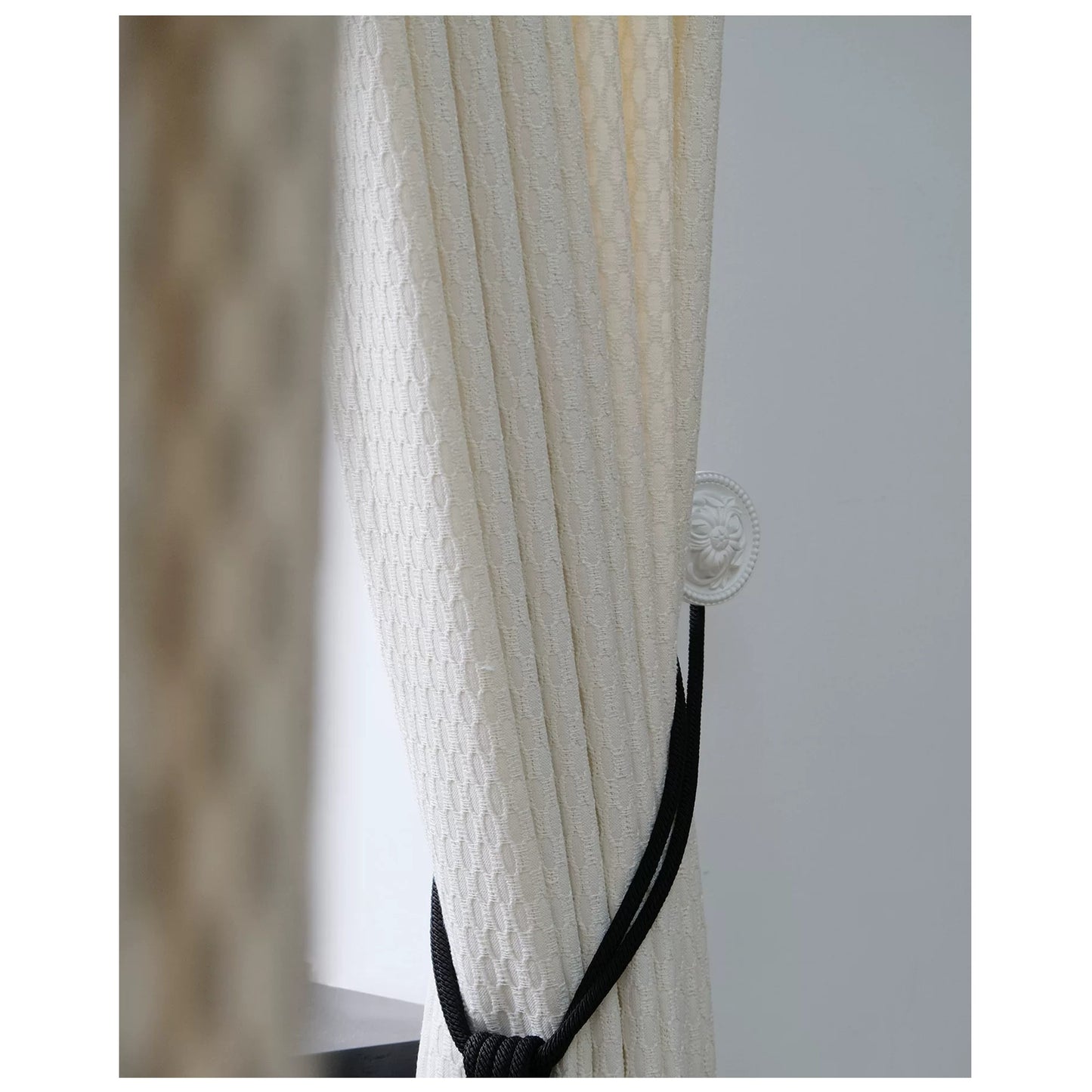 Taupe Wave Wheat Texture French Style Window Curtains Drapery