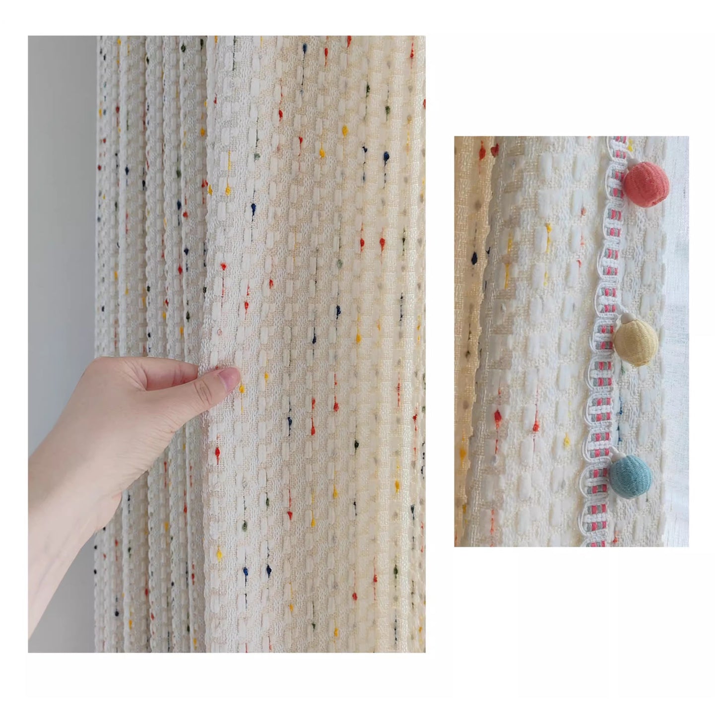 Bonne Nuit Bean Creamy Dopamine Hues Tassel Curtain Boho Drapery