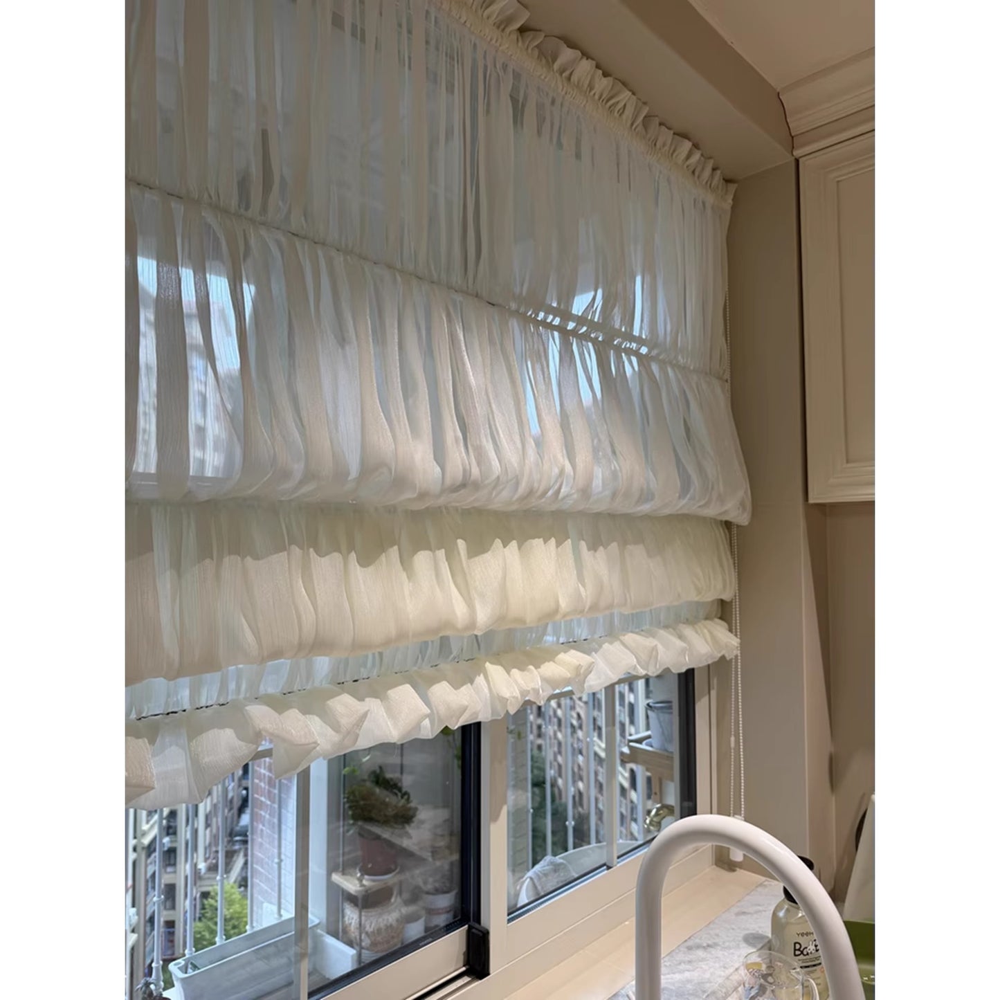 Soft Cloud Draped Aesthetic Ruffled Window Roman Shade