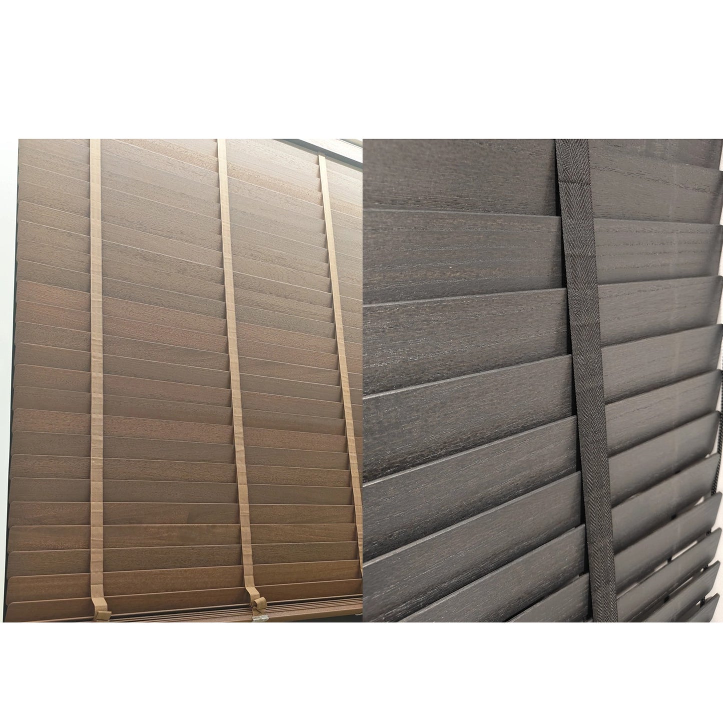 African Whitewood Venetian Blinds | Solid Wood Window Slats with Customizable Color Cloth Tapes & Decorative Straps