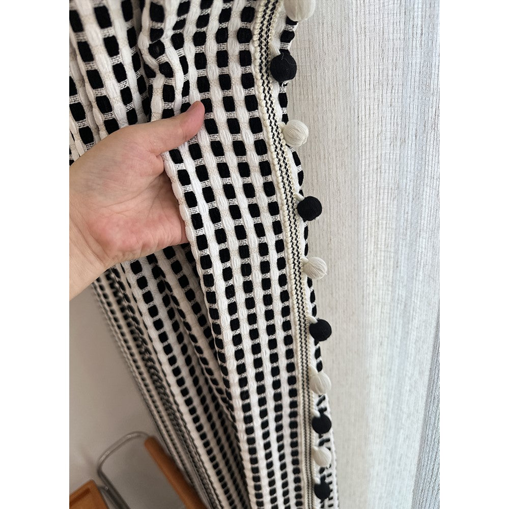 Scandinavian Black and White Monochrome Window Curtains Drapery
