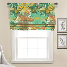 Load image into Gallery viewer, Green Botanical Flower Natural  Linen Faux Roman Shade Valance
