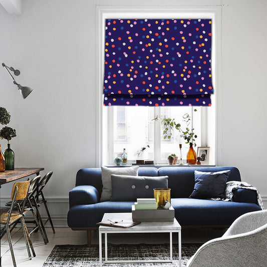 Organic Polka Dot in Navy Blue Window Roman Shade