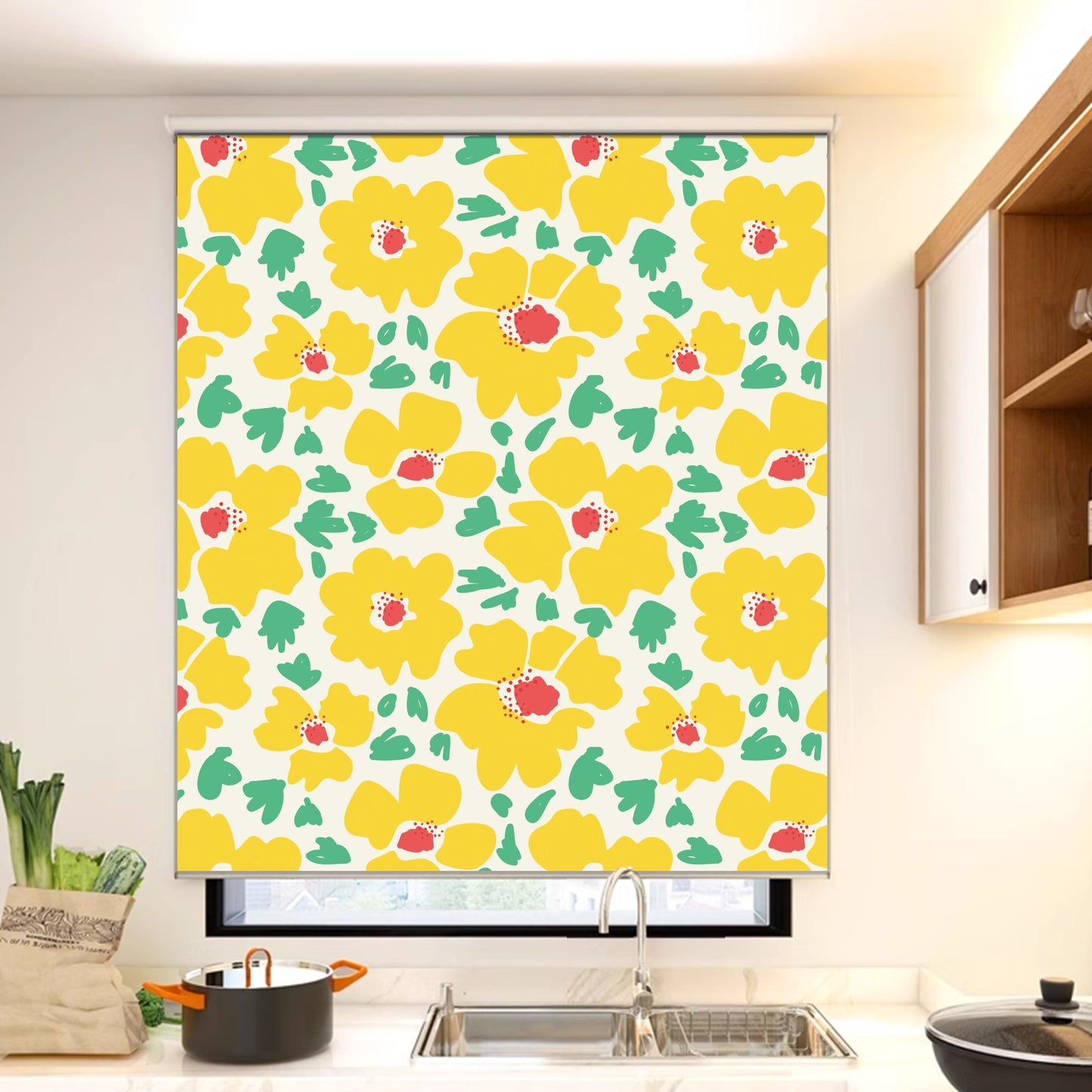 Happy Yellow Flowers Window Roller Shade