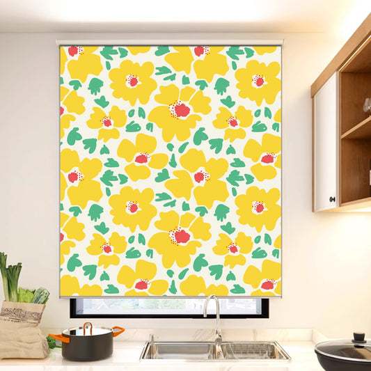 Happy Yellow Flowers Window Roller Shade