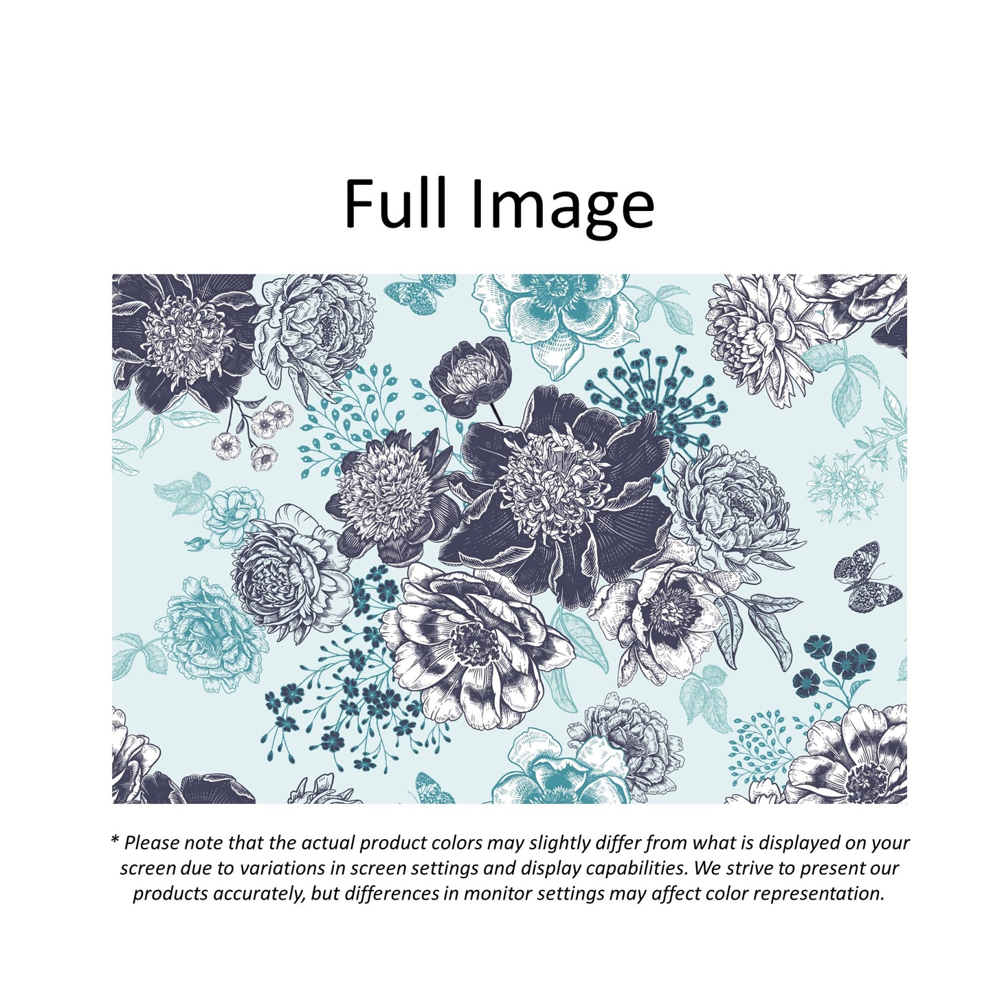 Blue Flora Print Window Roller Shade