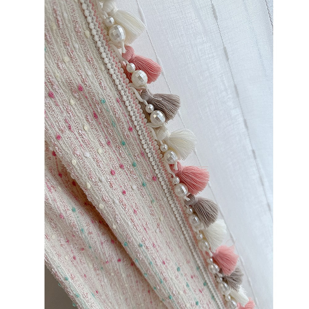 Pastel Sweetheart Rainbow Boho Drapes Speckled Tassel Curtain Boho Drapery