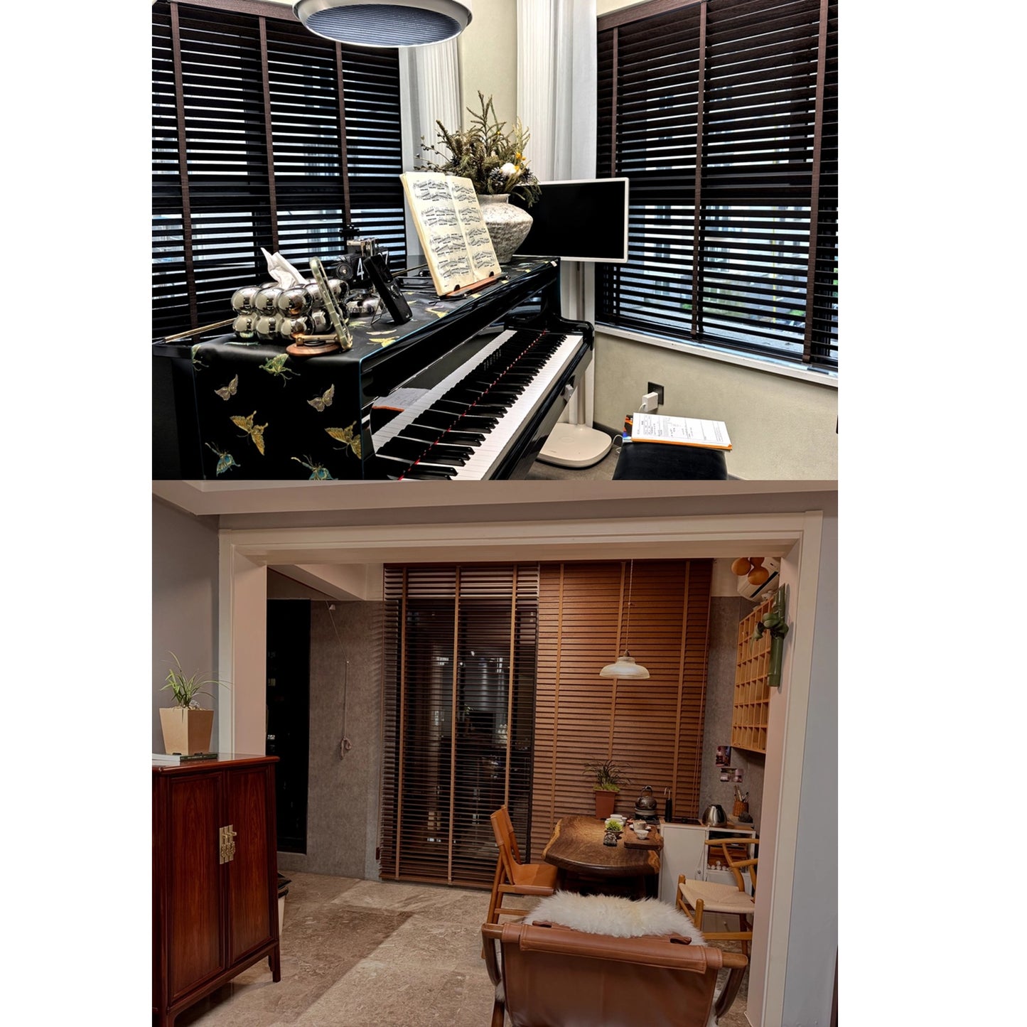 African Whitewood Venetian Blinds | Solid Wood Window Slats with Customizable Color Cloth Tapes & Decorative Straps