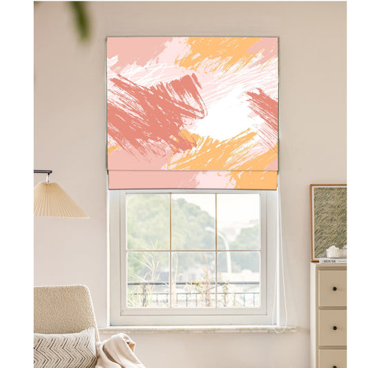 Pink Brush Vibes Window Roman Shade