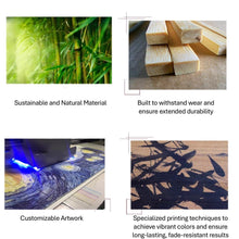 Load image into Gallery viewer, Custom Graphic/Image/Logo Natural Bamboo Sliding Door Curtain Divider
