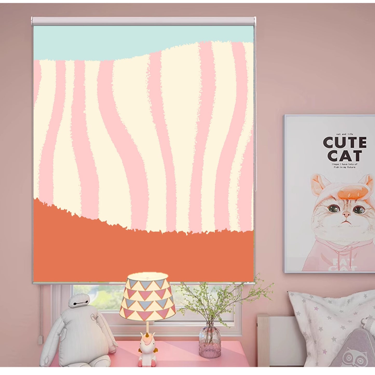 Abstract Art Pastel Color Neutral Nursery Window Roller Shade
