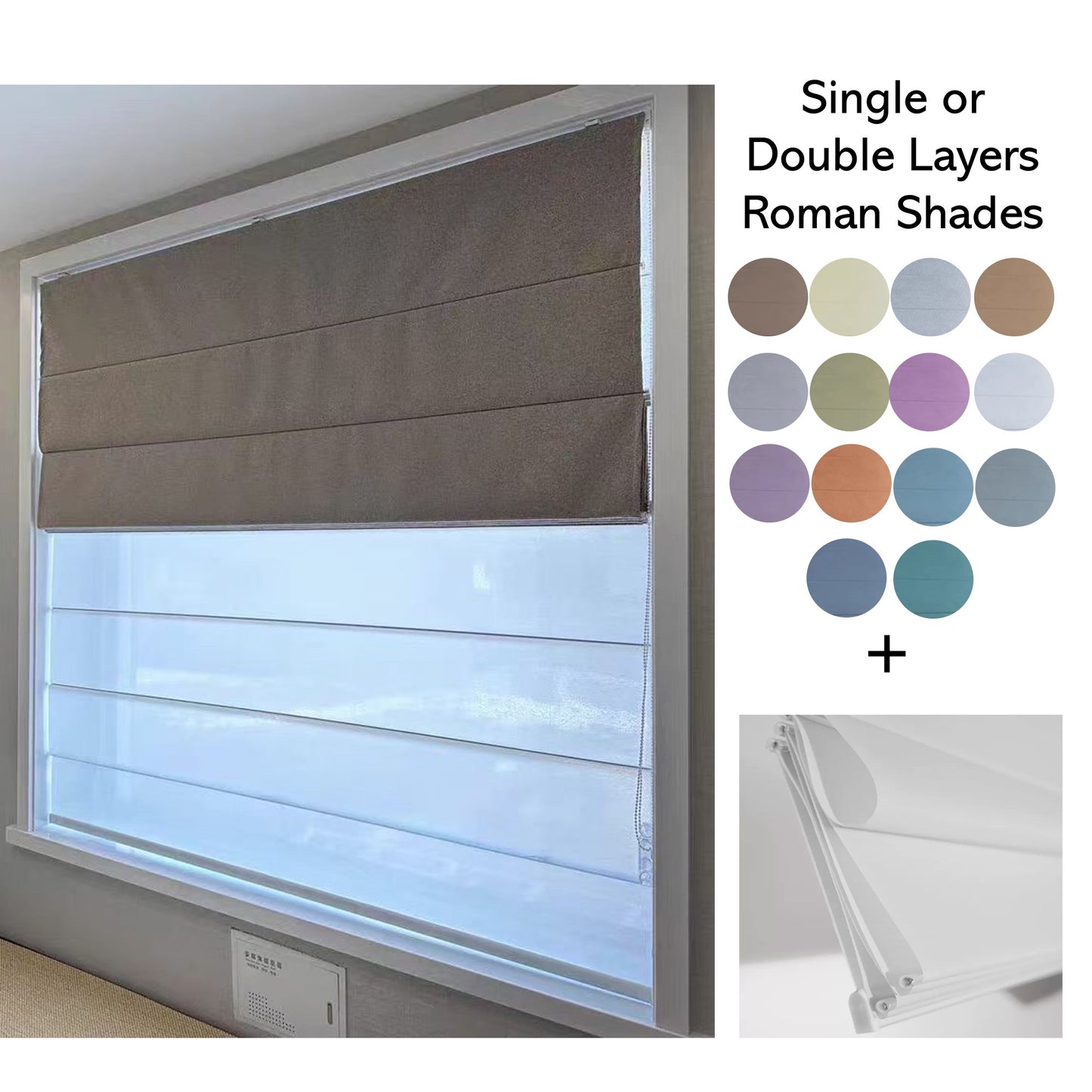 Modern Contemporary Single Double Layers Polyester Window Roman Shade