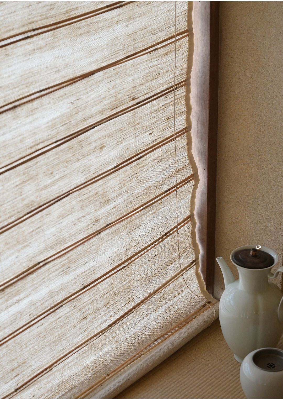 Natural Reed Modern Organic Style Window Shade (Top Down Bottom Up Available)