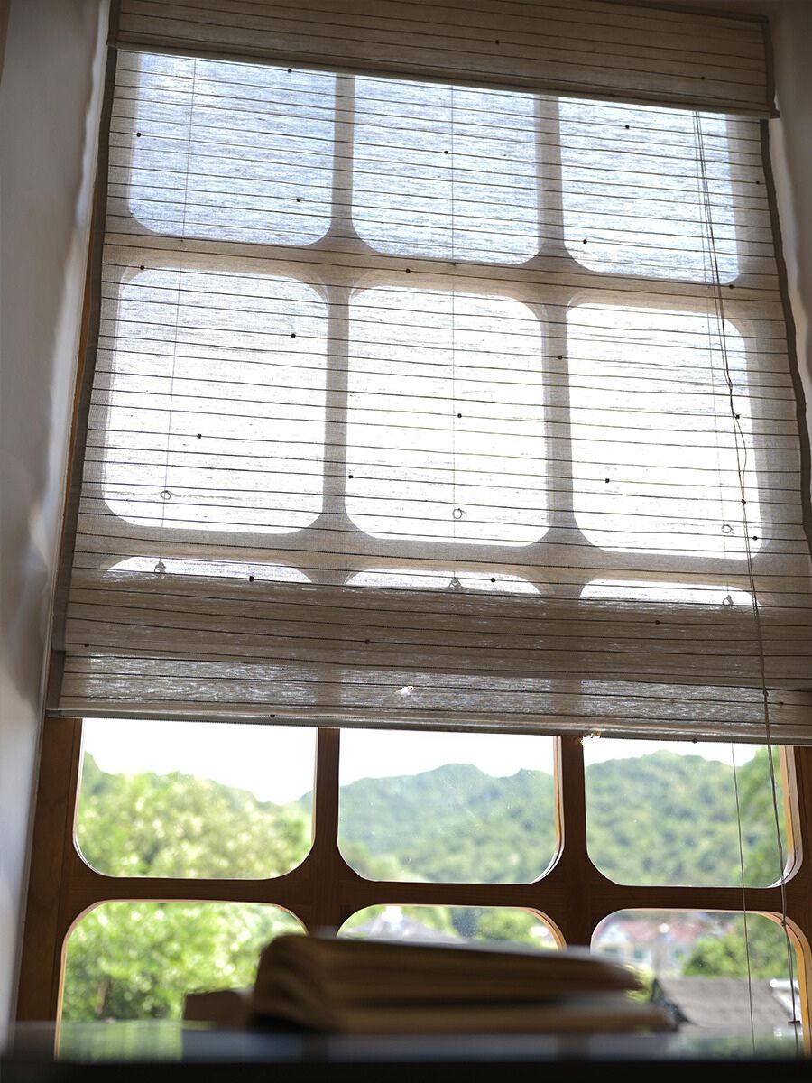Natural Woven Warm Taupe Bamboo Window Shade (Top Down Bottom Up Available)