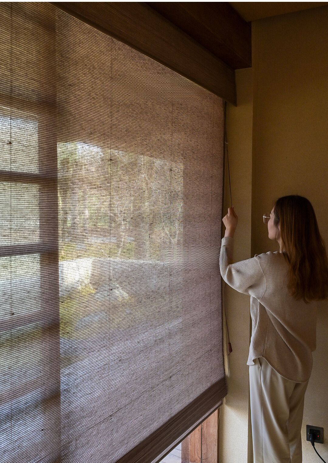 Flax and Bamboo Blend Woven Window Shade (Top Down Bottom Up Available)
